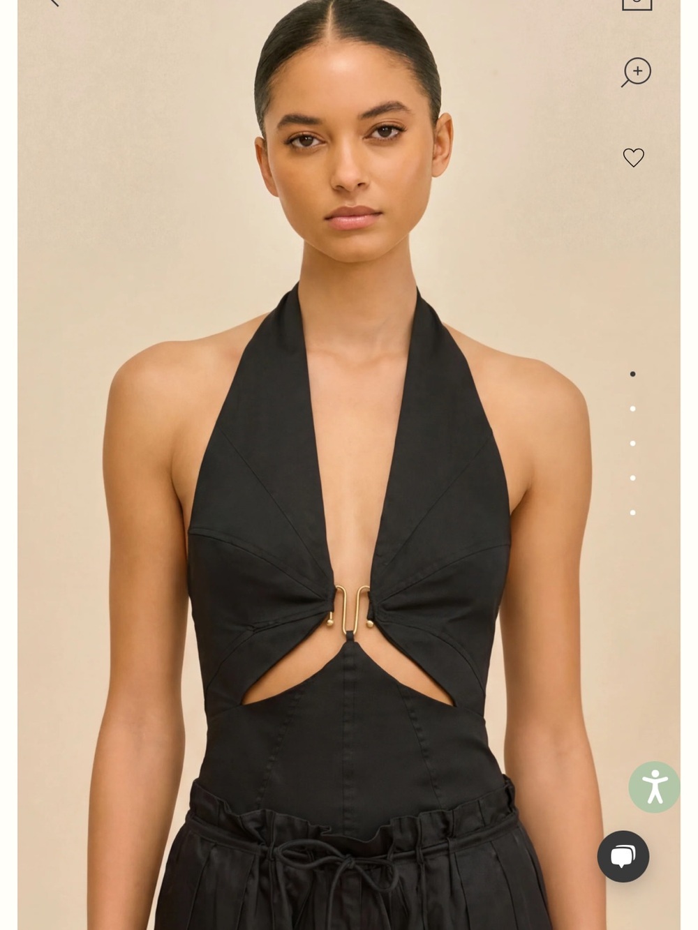 cult gaia elorae black halter neck cutout gold hardware detail blouse top 12 - Picture 5 of 10